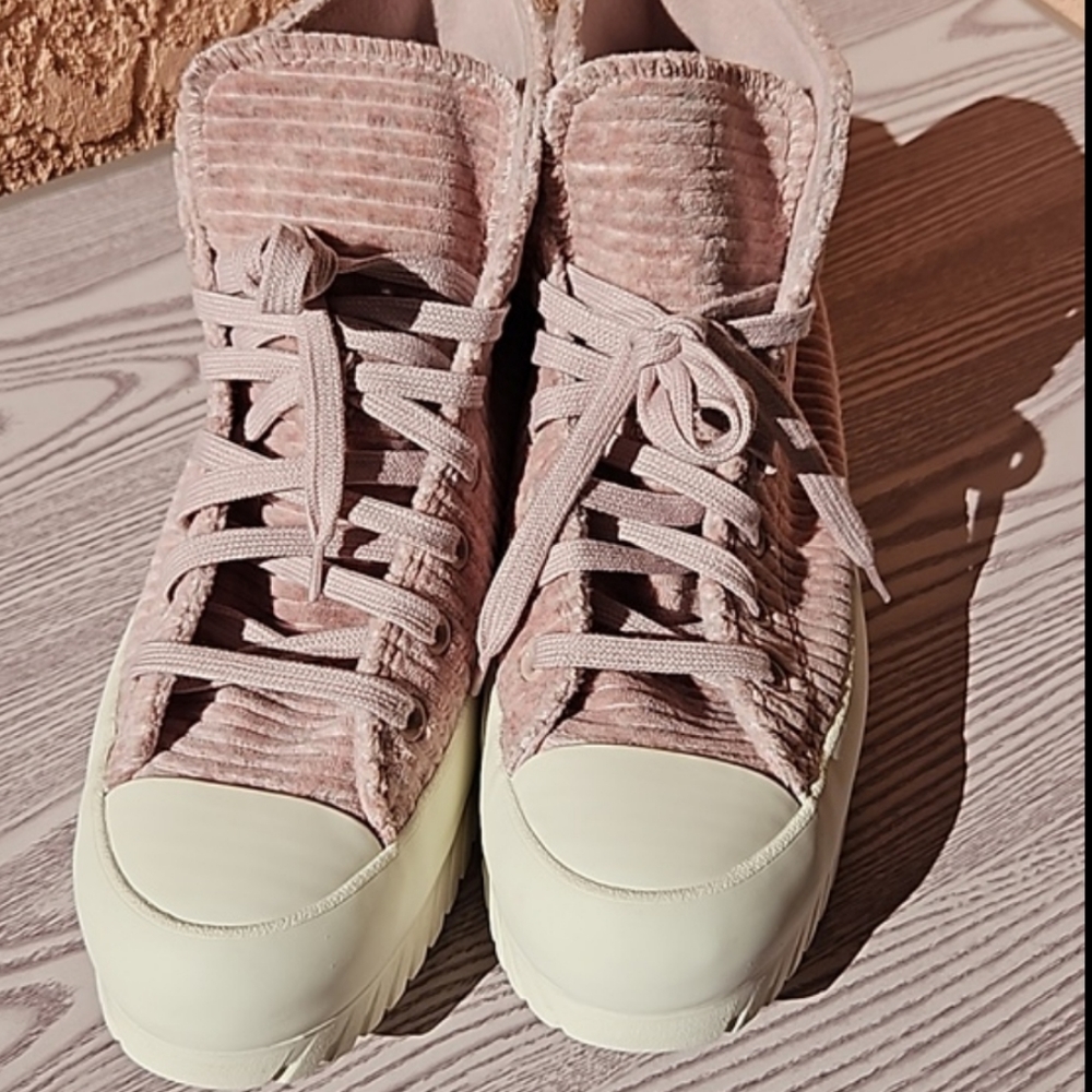 Converse chuck taylor pink velour high top platform sneakers mens 9.5 wo'n 11.5 - Picture 8 of 13